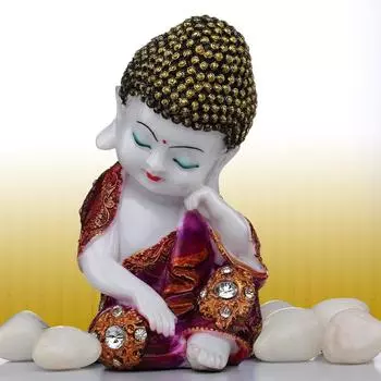Полирезиновая статуэтка Будды - Маленький монах, Мраморные статуи, Статуэтка Господа Будды, Статуя монаха для домашнего декора фиолетовый