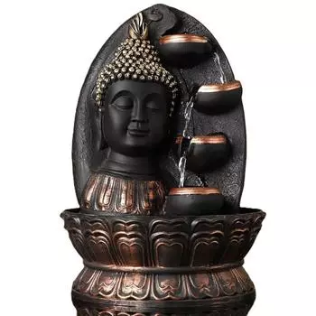 Полирезиновый настольный медитирующий Будда, водный фонтан Дия, водный фонтан для декора дома и офиса со светодиодной подсветкой, насос с регулятором скорости, комнатный фонтан