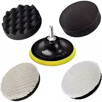 Полировальные подушечки Полировальная губка Полировальные машины для автомобилей Шерстяные буферы Полировальные подушечки Профессиональный набор для полировки автомобиля с адаптером для сверла M14 - 125 мм, 5 дюймов 12x14x12cm