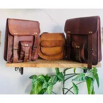 Полированная кожаная сумка-мессенджер для мотоцикла, коричневая сумка ручной работы ( Бесплатная подарочная коричневая сумка через плечо размером 9 x 7 x 3 дюйма ) 11 x 9 x 3 in / 2 Bag коричневый