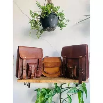 Полированная кожаная сумка-мессенджер для мотоцикла, коричневая сумка ручной работы ( Бесплатная подарочная коричневая сумка через плечо размером 9 x 7 x 3 дюйма ) 11 x 9 x 3 in / 2 Bag коричневый