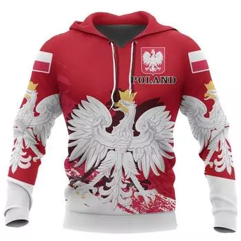 Polish Flag Emblem 3D Harajuku Printed Retro Fashion Men s And Women s Sports Outdoor Leisure Daily Loose Comfortable Hoodie S