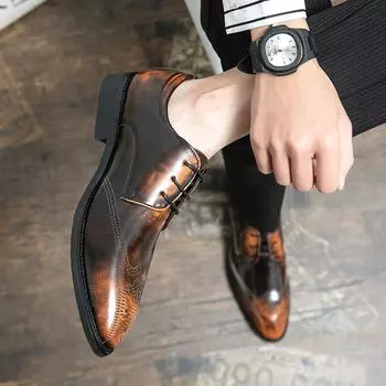 Polished Leather Shoes High Quality Oxford Dress Mens Casual Leather Luxury Suit Footwear Wedding Formal Italian Shoes Men Hot 38 чёрный