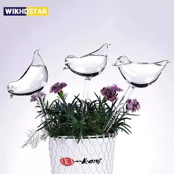 Поливочные шары для растений с автополивом в форме птицы, выдуваемые вручную, прозрачные пластиковые водяные лампы, принадлежности для полива сада белый