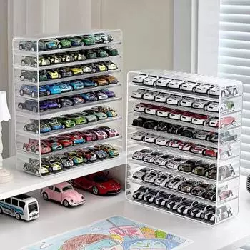 Полка для демонстрации моделей автомобилей, пылезащитная, прозрачная, прочная, предотвращает скольжение, ящик для хранения моделей автомобилей, органайзер для игрушек, украшение для рабочего стола