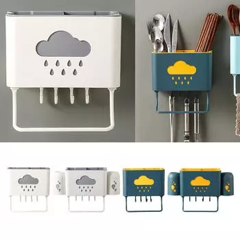 Полка для держателя зубной пасты для кухни и ванной комнаты, водонепроницаемая, с рисунком дождя