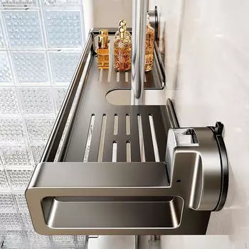 Полка для душа Мыльница с присоской Держатель для сливной тарелки Подставка для хранения туалетных принадлежностей Выдвижная штанга