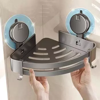 Полка для душа на присоске, алюминиевая угловая полка для ванной комнаты без сверления, органайзер для ванной комнаты, туалетная стойка, аксессуары для ванной комнаты