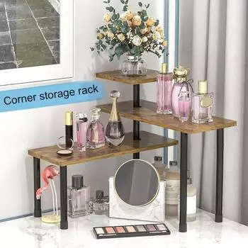 Полка для хранения, 3 яруса, большая несущая широкая платформа, деревянная подставка для бутылки со специями, угловая полка