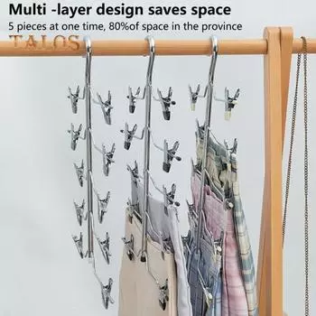 Полка для хранения брюк, регулируемая, многоразовая, полезная, 5 слоев, классические брюки, вешалки для шарфов, держатель для шорт, предметы домашнего обихода чёрный