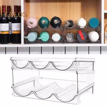 Полка для хранения бутылок с водой, прозрачная, 2/3/4 слоя, съемный штабелируемый шкаф, стакан, органайзер для кружки, кухонная организация, держатель для чашки на холодильник, подставка Dual Layer