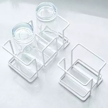 Полка для хранения чашек, разделенный подстаканник с противоскользящим основанием, компактный органайзер для чашек чая для домашней кухни L белый