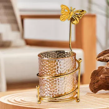 Полка для хранения кофейных ложек, вилок для коктейлей, контейнер для десерта, держатель для выбора Silver_Gold Brown Cup