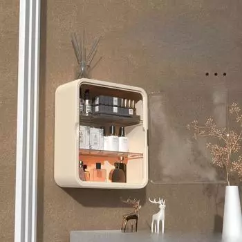 Полка для хранения косметики, настенная полка для ванной комнаты, ящик для хранения духов в ванной комнате, органайзер для ванной без гвоздей белый