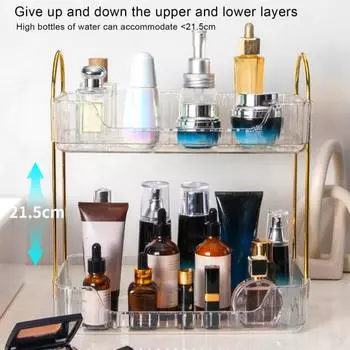 Полка для хранения косметики, простая сборка, большая вместимость, прочный органайзер для ванной комнаты и кухни, полка для дома Dual Layer чистый