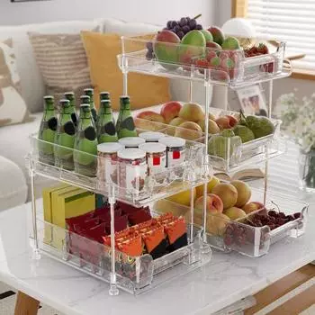 Полка для хранения макияжа, прозрачная под раковиной, органайзеры, двухслойная/трехслойная полка для хранения на кухне и в ванной комнате для дома Triple Layer