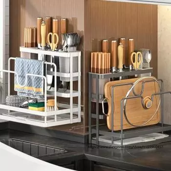 Полка для хранения на кухне, многофункциональная подставка для кухонных ножей, держатель для хранения раковины, держатель для мыла из нержавеющей стали, вешалка для полотенец