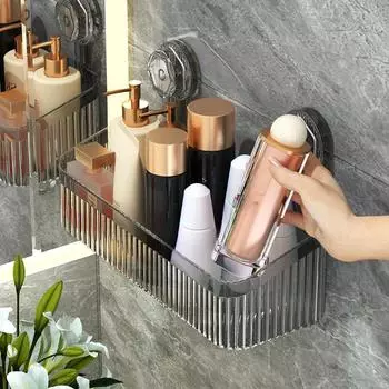 Полка для хранения на присоске для кухни и ванной комнаты, настенная подвесная полка без перфорации для хранения, стойка для ванной комнаты small 9*9*6.5cm белый