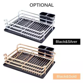 Полка для хранения посуды из алюминиевого сплава, стеллаж для хранения посуды, кухонная полка для сушки кухонной раковины, держатель чаши Black & Silver