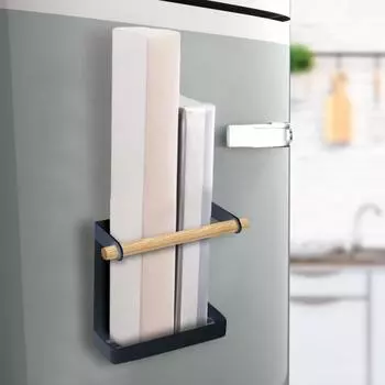 Полка для хранения Простая установка Удобная креативная полезная магнитная стойка для холодильника из кованого железа Организация белый