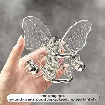 Полка для хранения расчески, самоклеящаяся полка для хранения в ванной комнате, акриловый держатель в форме бабочки для дома A