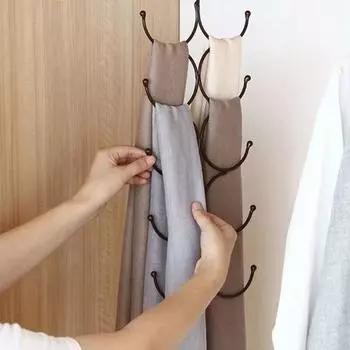 Полка для хранения шарфов, подвесные мульти-крючки, большая вместимость, противоскользящая, отличная несущая способность, чулки, леггинсы, органайзер из нержавеющей стали белый