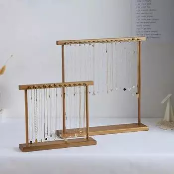 Полка для хранения ювелирных изделий, деревянный держатель для ювелирных изделий, органайзер, двухрядная стойка для хранения сережек, ожерелий