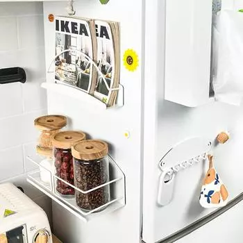 Полка для хранения в холодильнике, домашний кухонный органайзер, настенная магнитная полка, боковая магнитная полка для холодильника