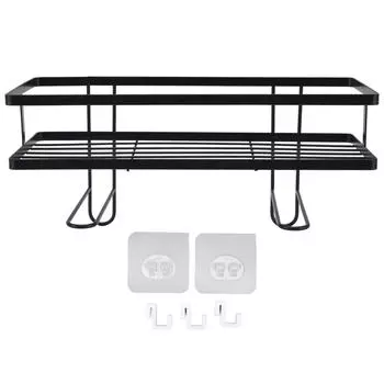 Полка для хранения в ванной комнате над унитазом, экономящая место, органайзер для хранения в ванной без перфоратора, черный чёрный