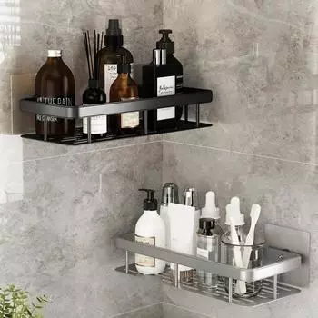 Полка для хранения в ванной комнате, настенная полка для шампуня, угловая полка для душа, полка для хранения в туалете, аксессуары для кухни и ванной чёрный