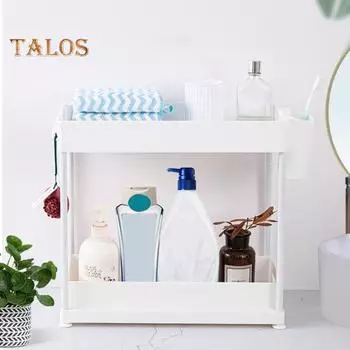 Полка для хранения в ванной комнате с крючками и карманами. Двухслойный дренажный выдвижной ящик большой емкости. Противоскользящее дно под полкой под раковиной. Домашний органайзер. чёрный