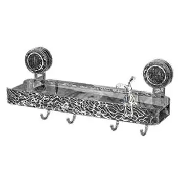 Полка для хранения в ванной комнате с крючками Прозрачная настенная самоклеящаяся без дырокола, выдерживающая большую нагрузку, противоскользящая косметическая раковина для зубной пасты Triangle серый