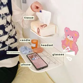 Полка для хранения в ванной комнате, самоклеящаяся складная настенная полка, компактная полка для хранения для домашней комнаты S