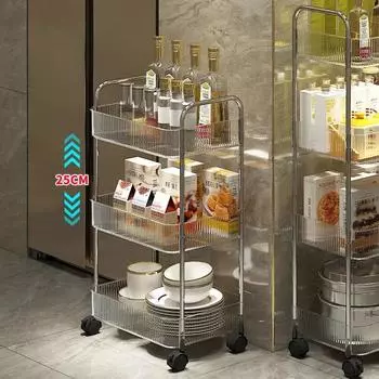 Полка для хранения вещей Прозрачная акриловая тележка для косметики Спальня Гостиная Полка для хранения закусок Ванная комната Мобильная полка для дома