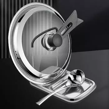 Полка для крышки кастрюли из нержавеющей стали, компактная, устойчивая к коррозии, многофункциональная подставка для лопаточки, подставка для ложки, кухонные аксессуары серебряный