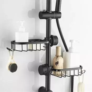 Полка для кухонного крана для ванной комнаты, алюминиевая губка для мыла, сливная полка, черная и серебристая, двухцветная полка для хранения в ванной комнате чёрный