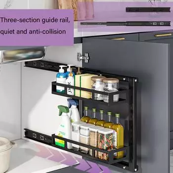 Полка для кухонной мойки Шкаф для хранения вещей Выдвижная полка для ванной комнаты Выдвижная настенная корзина Органайзер для кухни
