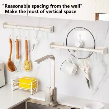 Полка для кухонной утвари, экономия места для хранения посуды, несущая нагрузка, практичный прочный липкий держатель, крючок для дома 40cm белый