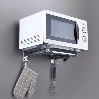 Полка для микроволновой печи из нержавеющей сталиРасширяемый кухонный органайзерНастенная полка для духовки cocina accesorios de cocina novedosos