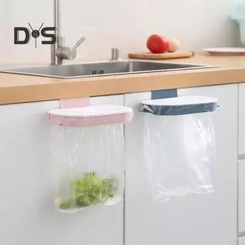 Полка для мусора над дверью, хорошая грузоподъемность с крышкой, держатель для мешка для мусора из полипропилена, кухонные гаджеты розовый