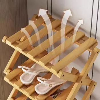 Полка для обуви из натурального бамбука, многослойная, не требующая установки, органайзер для обуви, угловые полки для хранения на пороге, шкаф для обуви в гостиной