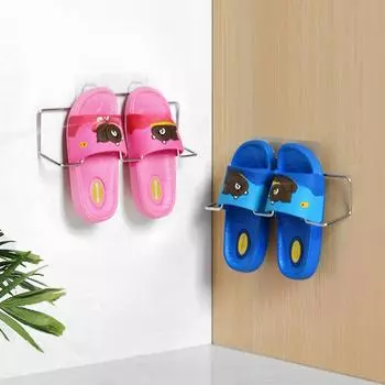 Полка для обуви из нержавеющей стали, подвесная полка для обуви для ванной комнаты и кухни, без перфорации, полка для обуви, полка для тапочек с крючком, полка для обуви белый