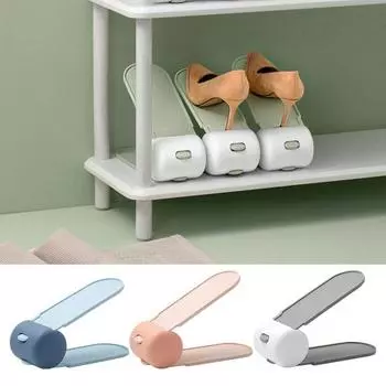 Полка для обуви Регулируемый двухслойный органайзер для хранения обуви Экономия места Нескользящая подставка для обуви для домашнего кабинета розовый