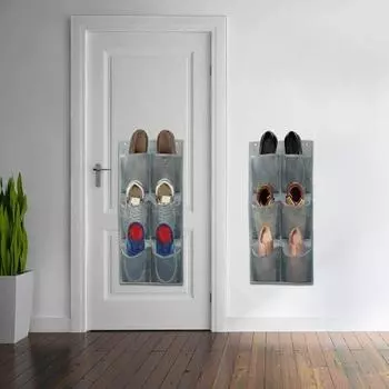 Полка для обуви с утолщенными эластичными краями, высокая несущая способность в сложенном виде, 6 карманов для хранения, компактная дверная подвесная полка для обуви, поставка для спальни жёлтый