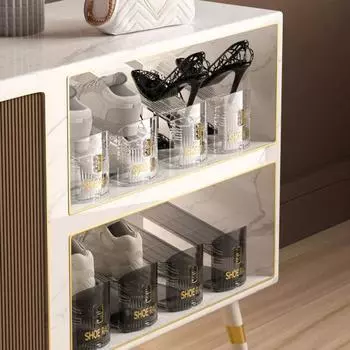 Полка для обуви, трехуровневая регулировка, держатель для хранения обуви, компактный прозрачный складной органайзер для обуви для дома