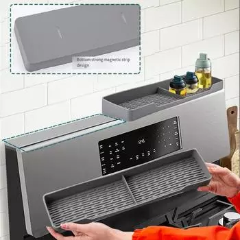 Полка для плиты Верхняя полка для задней части плиты Для кухни над плитой Полка над духовкой серый