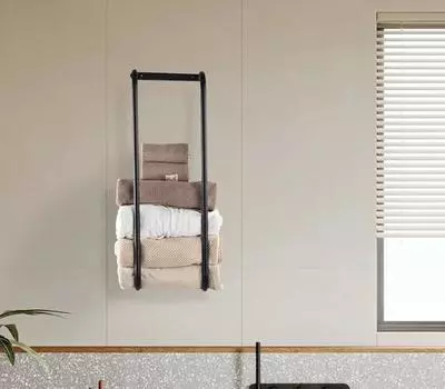 Полка для полотенец, настенная полка для полотенец в ванной комнате, прочный железный держатель для полотенец, экономящий место, большой вместительный органайзер для хранения