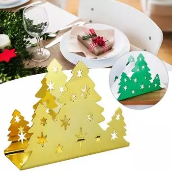 Полка для рождественской елки, нержавеющая, с гладкими краями, полый держатель для салфеток в форме папиросной бумаги, держатель для полотенец золотистый