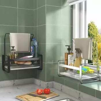 Полка для салфеток, кухонная полка для хранения, полка для посуды, сушилка для полотенец, подвесная полка для раковины S серебряный