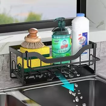 Полка для самоотливной мойки, держатель для кухонной губки, органайзер для мойки из нержавеющей стали, настенная полка для хранения мыла